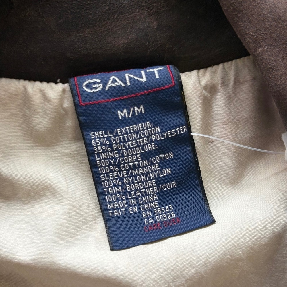 Vintage 90s Gant Flyer Usa Embroidered Flag Jacket Suede Collar Mens M View 5